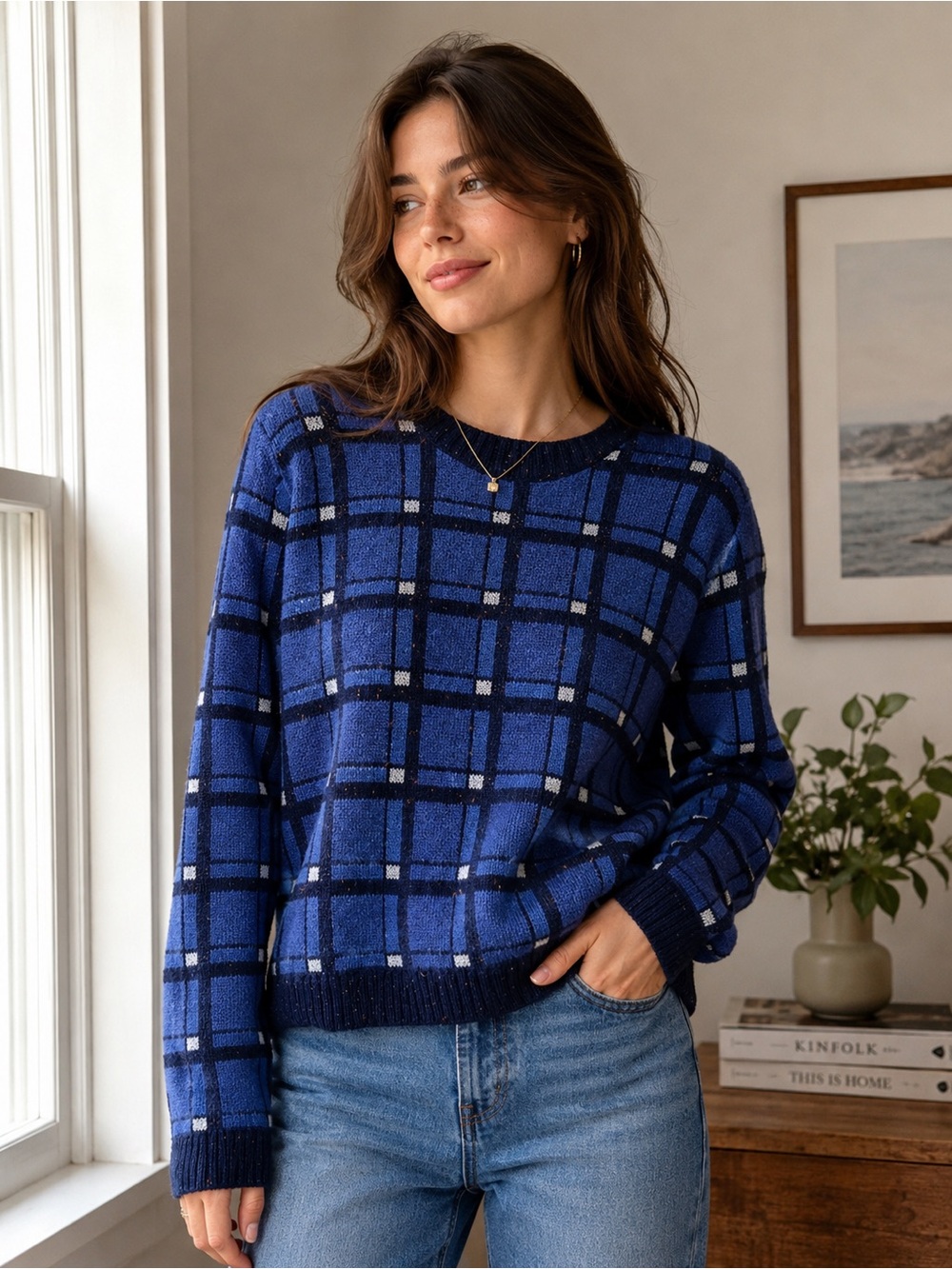 Marc Jacob’s Blue Plaid Crewneck Sweater - Large